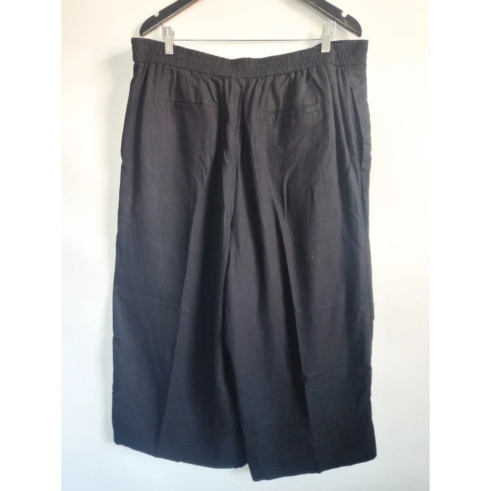 New‎ Banana Republic Pants XL Linen Blend Wide Leg Cropped Flowy Black Cruise